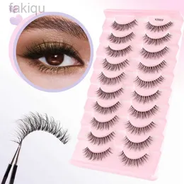 Falska ögonfransar Shidishangpin 5/10 Dubbel False Eyelash Cat Eyelash Extension 3D Mink Half Eyelash Natural Makeup Artificial Cils Maquiagem D240508