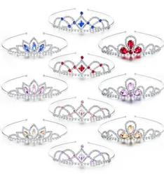 Hårklämmor Barrettes 3PCSSet Girls Princess Rhinestone Crown Colorful Crystal Tiara Pannband för barn Bride Wedding Jewelry Acce2749327