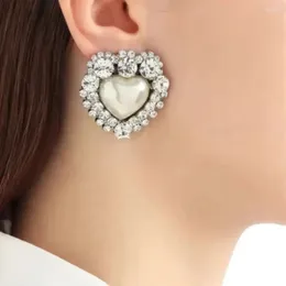 Dangle Earrings Europe Designer Brand Pearl Heart Crystal ear Clip Big Woman Luxury Jewelry Party Runway Trend 2024