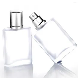 Depolama şişeleri 50ml 30/cam sprey şişe buzlu kare cam parfüm ince sis atomizer dolum