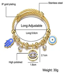 2021 Moda Blue Eyes Ey Evil Eye Stainless Steel Gold Men and Women Friendship Casal Bracelet Turquia charme do Oriente Médio Charming Br6382705