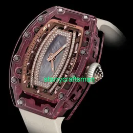 RM Luxury Watches Mechanical Watch Mills Женская серия RM07-02 Оригинальные бриллиантские женские часы Pink Sapphire Crystal Case STA2