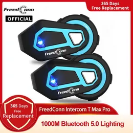 Cep Telefonu Kulaklıklar FreedConn T Max Pro Motorcycle Intercom Bluetooth kask kafa 6 Rider BT 5.0 1200m FM Motor İntercom İletişim Kulaklıkları J240508