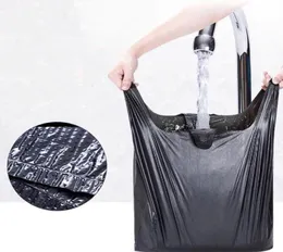Zagięte torby na śmieci w torbie na zakupy supermarket Przenośne gospodarstwa domowe czarne torby na śmieci Kamizelki Kamizelki plastikowe worki na śmieci VTKY28425703
