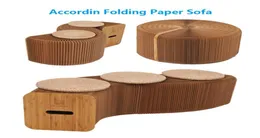 Creative Kraft Paper Folding Pall Bench Paper Furniture Modern Design Accordin Folding Paper Stool Sofa Stol Relaxerande fot Livin3249269