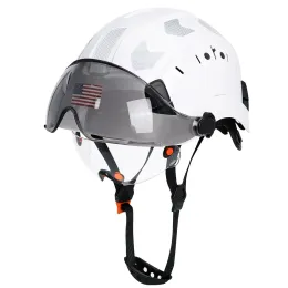 Capacete de segurança de construção de capacete com viseira construída em adesivos refletivos de óculos Abs ABS ANSI TRABALHO INDUSTRIAL CE CE