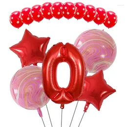Dekoracja imprezowa 2 szt. 22 cale 4D różowa folia aluminiowa Balony 10 czerwony lateksowy balon 18 gwiazdek 0-9 liczbowe