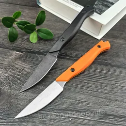 Hot Sale 15700-01 Flyway Fixed Blade Knife CPM-154 Satin Straight Back Orange Santoprene Handles Easy To Carry Outdoor Hunting Hiking Pocket Knife BM 15017 15018 15600