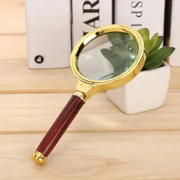 Portable Handheld 10X Magnifying Glass 60mm 70mm 80mm Retro Handle Magnifier Eye Loupe Glass Multi Outdoor Survival Tools