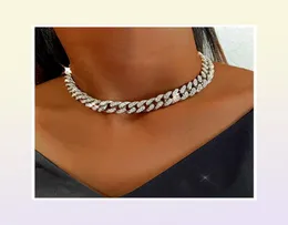 Bynouck Miami Cuban Link Chain Gold Silver Color Choker Female Iced Out Bling Rhinestone Halsband Hiphop Jewelry221Z5944730