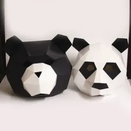 Máscaras máscaras de cosplay máscara de halloween máscara de festa suprimentos panda urso figurino de cabeça exaustiva 3d modelo de papel diy desenho animado festejo de cosplay brinquedos de cosplay