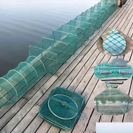 Balıkçılık Aksesuarları Naylon Uzun Net Platinler Derin Su Taşınabilir Yengeç Krayfi Istakoz Catcher Tuzak Balık Ağı Pn Karides Nets Canlı Dro Otmze