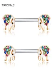 Tiancifbyjs Nipple Bulbell Piercing Oreging Carlitage 14G Acciaio inossidabile Gioielli di gioielli a cristallo Anelli di capezzolo Crystal Nipple Bar 20PCS15928987