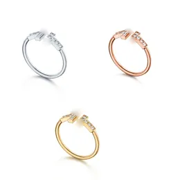 Высококачественное открытое двойное кольцо роскошные бриллиантовые ювелирные изделия женщины бриллиант раунд