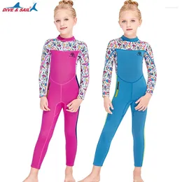 여자 수영복 2.5mmchildren 's thermal diving suit 일체형 패딩 수영복 긴 소매 어린이 스노클링 서핑