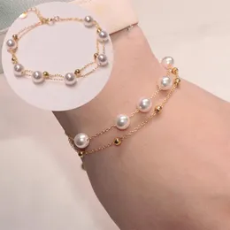 Link Bracelets Trendy Transparent Beads Pearl Pendant Bracelet For Woman Exquisite Lucky Cuff Anniversary Luxury Jewelry