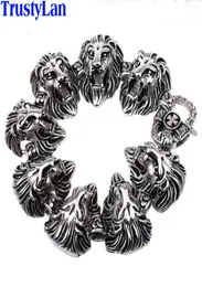 TrustyLan Animal Lion Head Jewelry Accessories Gothic Cool Stainless Steel Mens Bracelets Bangles Rock Punk Bracelet Brazalet C1814223791