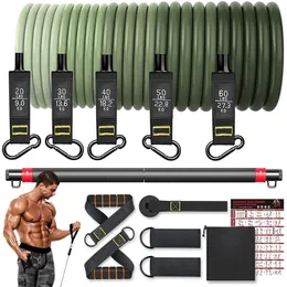 Bande da allenamento set di bande di resistenza Esercizio 5 tubo fitness con ancoraggio della porta manegge le gambe alla caviglia e stick 240423