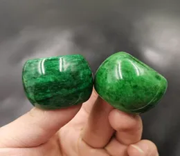 Whole direct selling 18mm23mm dry blue iron dragon raw jade jade curved finger men large sun green ring4891589