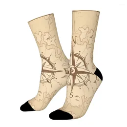 Herrensocken Vintage Pirate's Map Navigation Straight Männliche Männer Frauen Springstrümpfe Polyester gedruckt