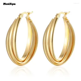 Hoop Ohrringe Gold Color Circle Kreolisch Edelstahl große runde Frauen Geschenke für Frauen