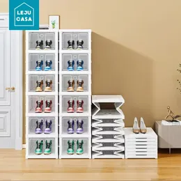 Schuh Organizer faltbare Kunststoff -Aufbewahrungsboxen für Sneakers Stapelbare staubfeste transparente Schrank Multi -Layer -Schuhe Rack 240508