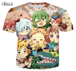 Japão anime Os sete pecados capitais t mamis homens 3D Moda de moda curta Oneck casais unissex PLUS TAMANHO TOPS1915467