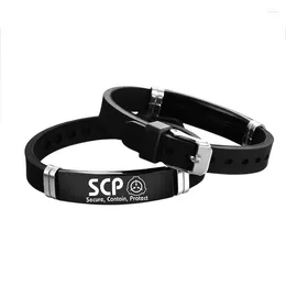 Bangle SCP Foundation Bracelets Men Women Sport Casual Stainless Steel Silicone Special Containment Procedures Logo Jewelry Gift