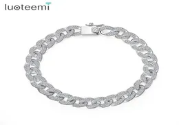 Luoteemi Fashion di alta qualità Cz Cristal Crystal Braccialetti a catena cubana per donne Bracciale per matrimoni di lusso in oro bianco Oro