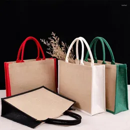 Sacos de compras Jute Tote Surlap Bag Women Grocery Gridesmaid Gift Blank for Borderyer Diy Art Drop