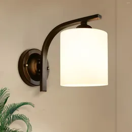 Настенная лампа современный ванная комната тщеславие черное зеркало спальня кухонная коридочная крыльца молочное стекло оттенок