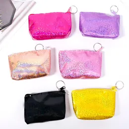 Womens Glitter Bag Cosmetics Lagring Fashion ToileTries Portable Paillette Makeup Artificial Leather Coin Purse 240423