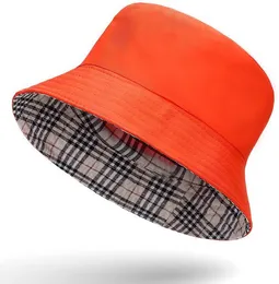 Brev dubbelsidig fiskare hatt, unisex, liten vår och sommar, allt casual ansikte som täcker broderad hatt, hinkbassänghatt