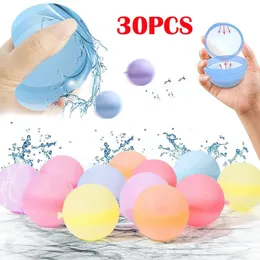 30pcs بالونات المياه القابلة لإعادة الاستخدام بالون ماء سريع ملء ختم ذاتي ماء كرات بقنبلة رش للأطفال حمام سباحة 240507
