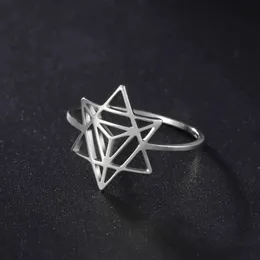 Wedding Rings Skyrim Merkaba Star Sacred Geometry Ring Women Stainless Steel Gold Color Finger Rings Wedding Band Meditation Jewelry Wholesale