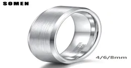 Somen Ring Men Men Silver Color de 6 mm Tungsten Ring escovado alianças clássicas de casamento macho anéis de noivado masculino jóias de joalheria de festa Homme cx9096417