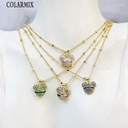 Correntes 6 peças adoráveis zirconia desenho animado Charms Colar Tiny Cutrines Crystal Annimal Jóias Presente Mulheres 52929