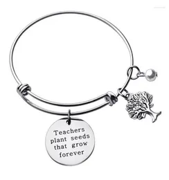 Charm Bracelets Stainless Steel Teacher Bangle Bracelet Gift Appreciation Thank You From Student Personalized Jewelry Melv226718638