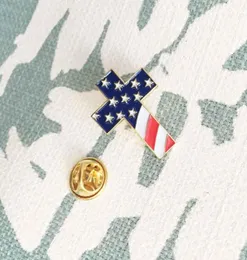 10pcs Ganze amerikanische US -Pins patriotische religiöse Schmuck Emaille Lappel Pins Brosche Christian Pin Abzeichen mit USA Flag63245692324949