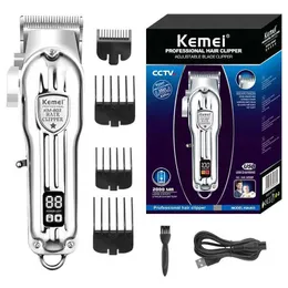 Hårtrimmer Kemei 803 Full Metal Hair Clipper Professional Mens Justerbar Electric Hair Trimmer Beard Rechargeble Hair Cut Machine T240507
