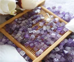 Cheap Natural Amethyst 4mm Cube With Through Hole Loose Beads Gemstones For Jewelry DIY 100pcs lot263L2358065