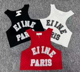 Womens Tanks Correct Letter Women 3 Color Sleeveless Letter Pattern Sequin Oneck Crop Tops Fashion Casual Summer Vest 45465