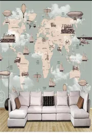 dimensioni personalizzate sfondi 3d wallpaper soggiorno per bambini cartone animato cartone animato mappa del mondo mappa divano tv sfondi sfondo nonwove4727048