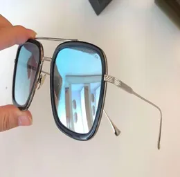 Gold Metal Pilot Square Sunglasses Blue Flash Mirror Sonnenbrille Moda Moda Glasses Glasses Tons New With Box9256637