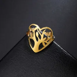 Anéis de casamento Skyrim Heart Tree of Life Ring Women Women Aço inoxidável Color de ouro anéis