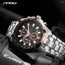 손목 시위 Sinobi Relogio Masculino Chronograph Mens Watches Top Fashion Geneva Quartz Watch Man Sport Waterproof Wristwatch
