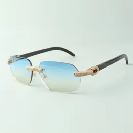 Designer Micro-Paled Diamond Solglasögon 3524024 med svart texturerat buffelhornsglas, direktförsäljning, storlek: 18-140mm
