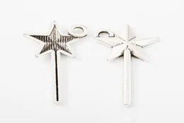 150 st 2512mm antik vintage silverstjärna magiska trollstav charms metalllegering hängen för armband halsband örhänge diy smycken7656313