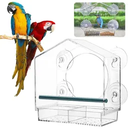 Outros pássaros fornecem alimentador de janela transparente Clear Birdhouse com bandeja de sementes destacáveis Fácil de limpar para pássaros selvagens Finches cardeal