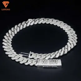 Jóias de jóias Lifeng Cadeia de ligação cubana personalizada Baguete Cut VVS Moissanite Hiphop Sterling Silver Diamond Cuban Link Colar